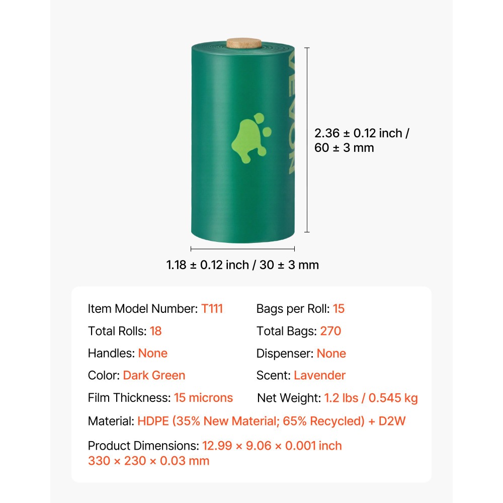 أكياس فضلات الكلاب، 270 قطعة،  - مراجعة Biodegradable Bin Liner وسعره